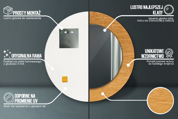 Kulaté dekorační zrcadlo Kovový povrch