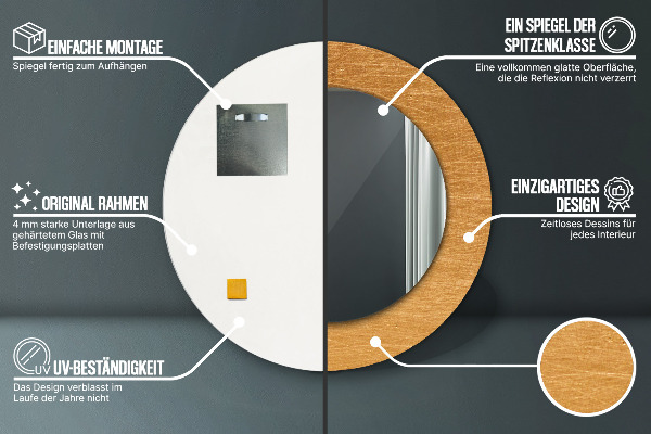 Kulaté dekorační zrcadlo Kovový povrch