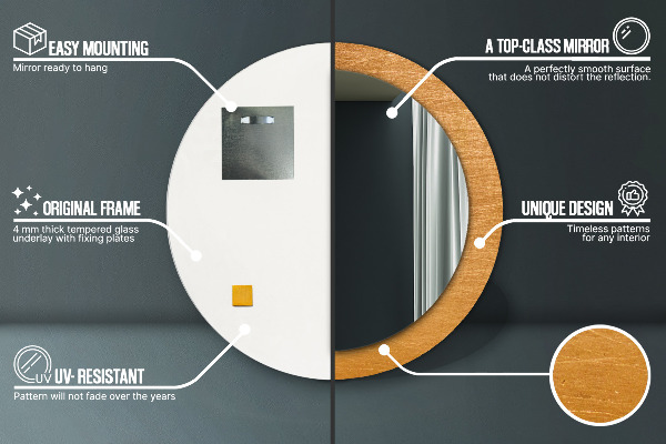 Kulaté dekorační zrcadlo Kovový povrch