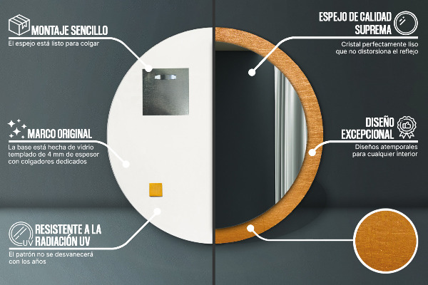 Kulaté dekorační zrcadlo Kovový povrch