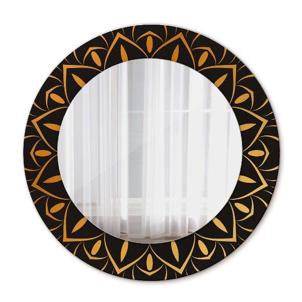 Kulaté dekorační zrcadlo Golden Mandala