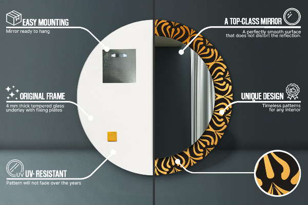 Kulaté dekorační zrcadlo Golden Mandala