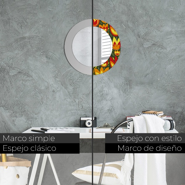 Kulaté dekorační zrcadlo na zeď Retro tulipány