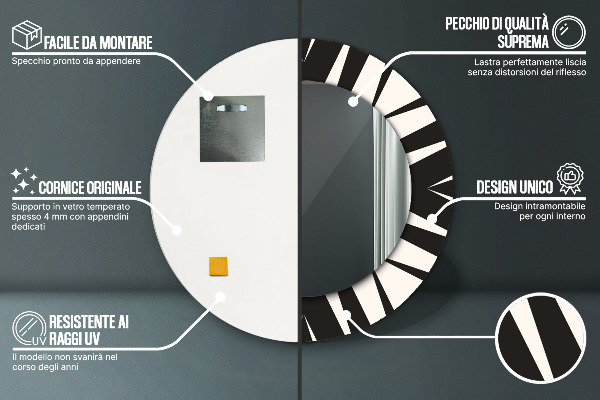 Kulaté dekorační zrcadlo na zeď Geometrie abstrakce
