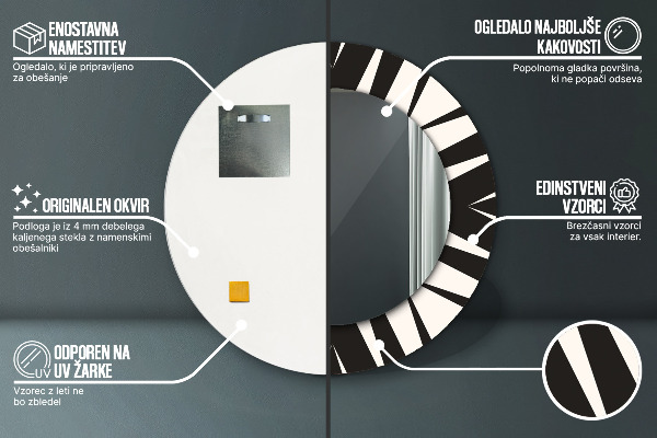 Kulaté dekorační zrcadlo na zeď Geometrie abstrakce