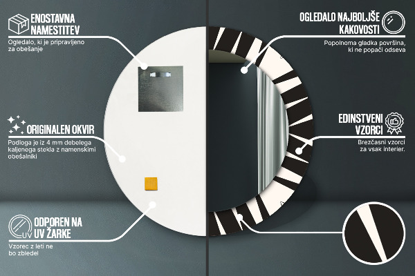 Kulaté dekorační zrcadlo na zeď Geometrie abstrakce