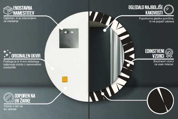 Kulaté dekorační zrcadlo na zeď Geometrie abstrakce