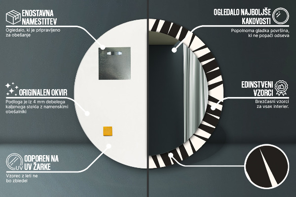 Kulaté dekorační zrcadlo na zeď Geometrie abstrakce