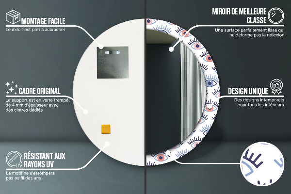 Kulaté zrcadlo rám s potiskem Styl moderních očí