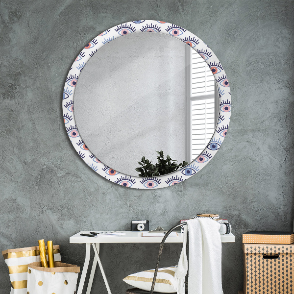 Kulaté zrcadlo rám s potiskem Styl moderních očí