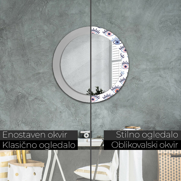 Kulaté zrcadlo rám s potiskem Styl moderních očí