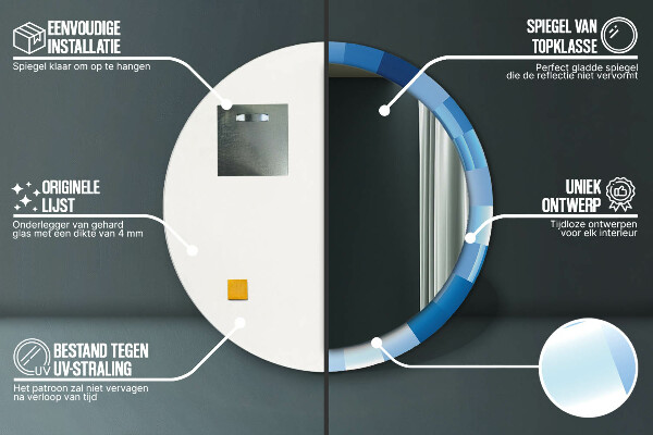 Kulaté zrcadlo rám s potiskem Modrý abstrakt