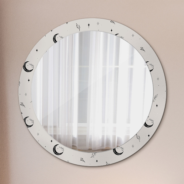 Kulaté zrcadlo rám s potiskem Doodle květinové rostliny