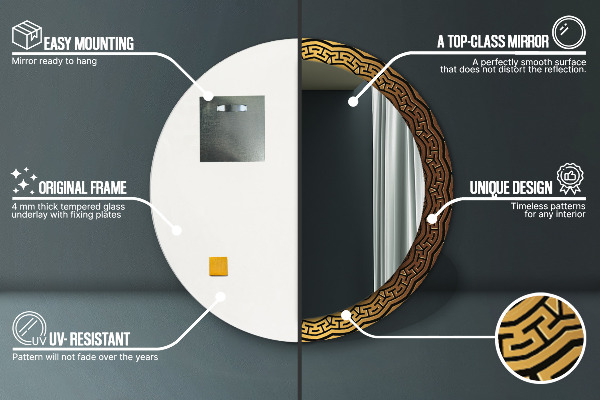 Kulaté zrcadlo rám s potiskem Řecký ozdoba