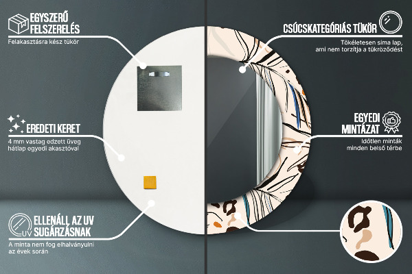 Kulaté zrcadlo s potiskem Květiny se vzorem džungle