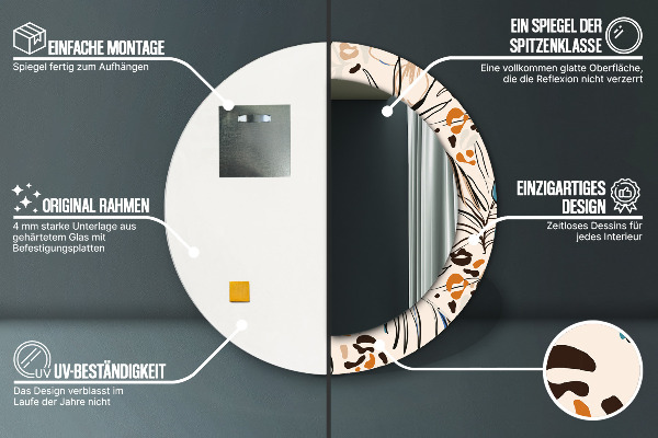 Kulaté zrcadlo s potiskem Květiny se vzorem džungle