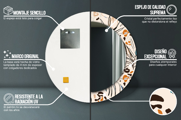 Kulaté zrcadlo s potiskem Květiny se vzorem džungle