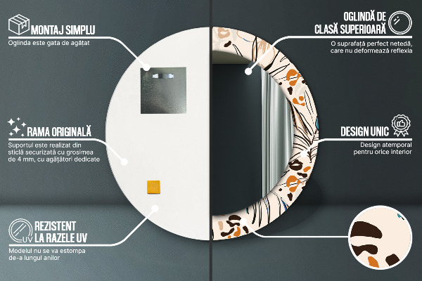 Kulaté zrcadlo s potiskem Květiny se vzorem džungle