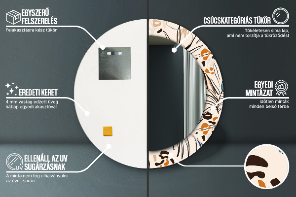 Kulaté zrcadlo s potiskem Květiny se vzorem džungle