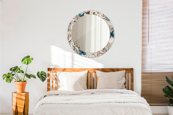 Kulaté zrcadlo s potiskem Květiny se vzorem džungle