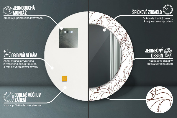 Kulaté zrcadlo s potiskem Umělecké linie