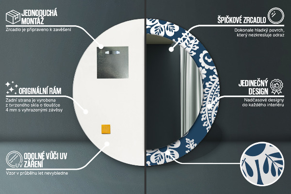 Kulaté zrcadlo s potiskem Paisley složení