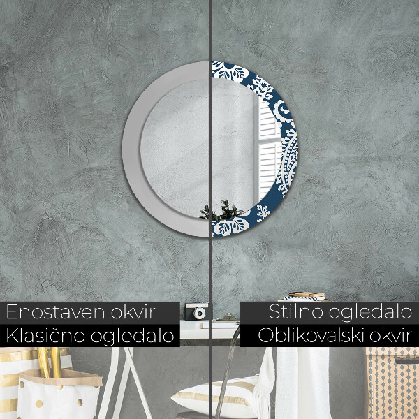 Kulaté zrcadlo s potiskem Paisley složení