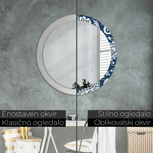 Kulaté zrcadlo s potiskem Paisley složení