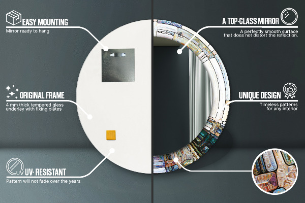 Kulaté zrcadlo s potiskem Abstraktní okno vitráže