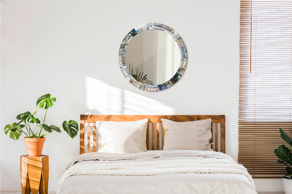 Kulaté zrcadlo s potiskem Abstraktní okno vitráže