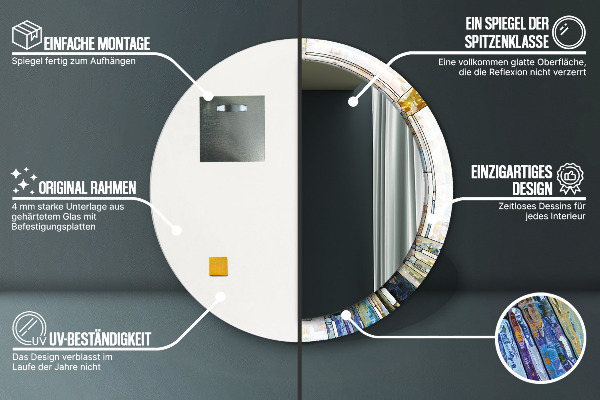 Kulaté zrcadlo s potiskem Abstraktní okno vitráže