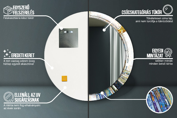 Kulaté zrcadlo s potiskem Abstraktní okno vitráže