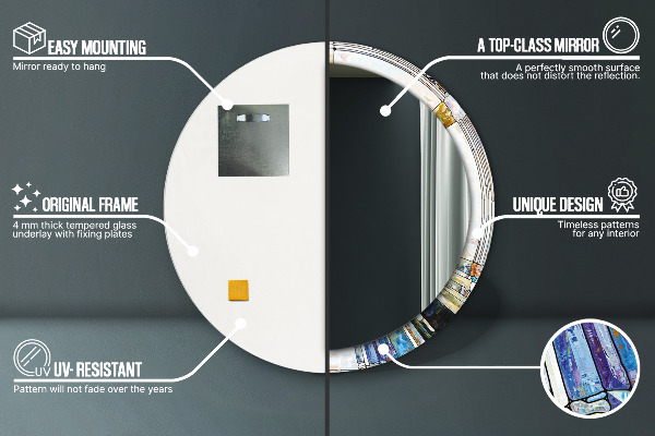 Kulaté zrcadlo s potiskem Abstraktní okno vitráže