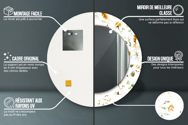 Kulaté zrcadlo s potiskem Polní květiny