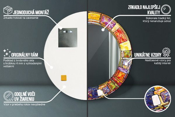 Kulaté zrcadlo s potiskem Barevné okno vitráže