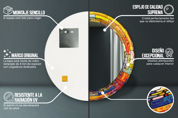 Kulaté zrcadlo s potiskem Barevné okno vitráže