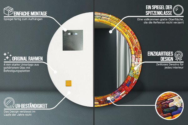 Kulaté zrcadlo s potiskem Barevné okno vitráže