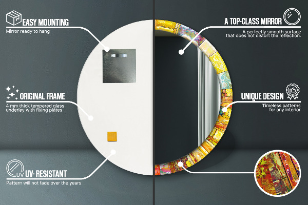 Kulaté zrcadlo s potiskem Barevné okno vitráže