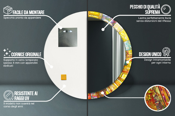 Kulaté zrcadlo s potiskem Barevné okno vitráže