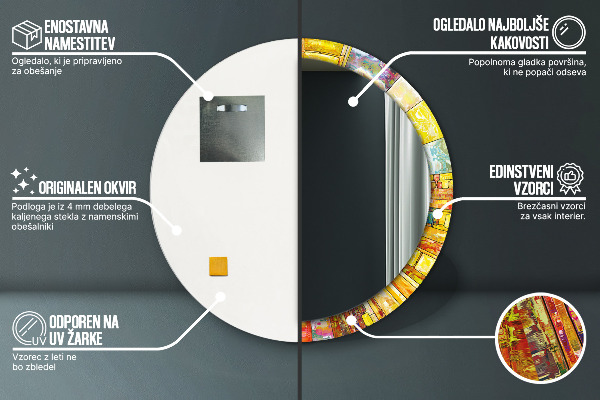 Kulaté zrcadlo s potiskem Barevné okno vitráže
