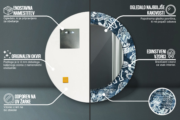 Kulaté dekorační zrcadlo Koláž