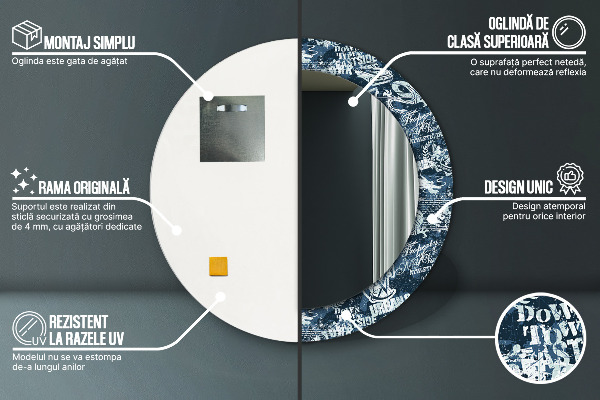 Kulaté dekorační zrcadlo Koláž