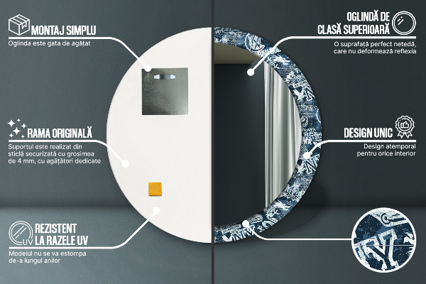 Kulaté dekorační zrcadlo Koláž