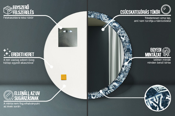 Kulaté dekorační zrcadlo Koláž