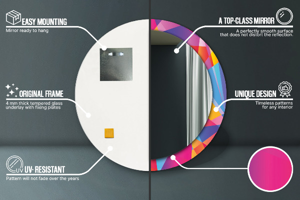 Kulaté dekorační zrcadlo Geometrické složení