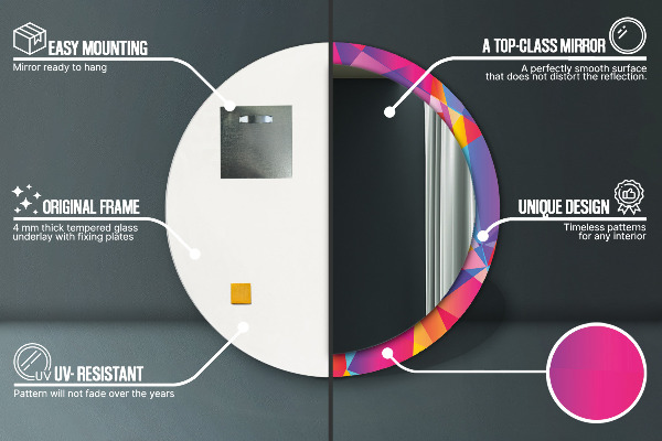 Kulaté dekorační zrcadlo Geometrické složení