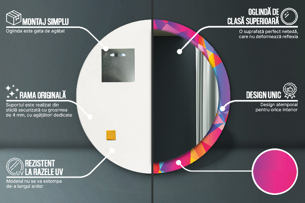 Kulaté dekorační zrcadlo Geometrické složení