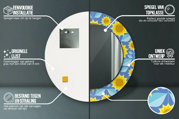 Kulaté dekorační zrcadlo na zeď Geometrické slunečnice