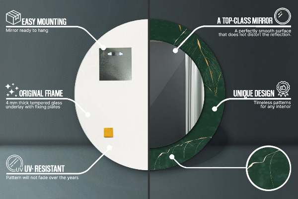 Kulaté zrcadlo rám s potiskem Jemné zlaté listy