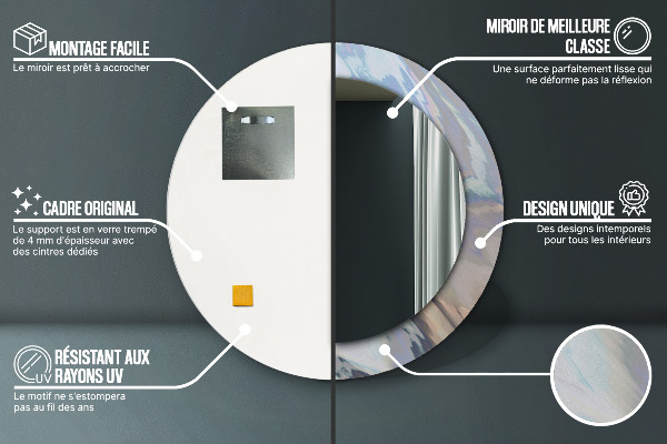 Kulaté dekorační zrcadlo Holografická textura